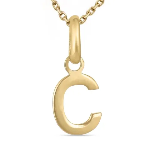 letter c ketting in verguld sterlingzilver met hanger in 9 karaat goud