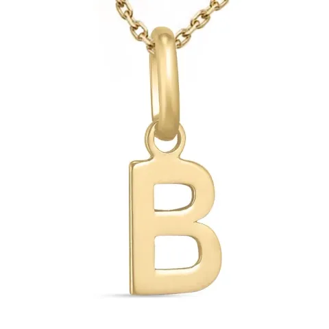 letter b ketting in verguld sterlingzilver met hanger in 8 karaat goud