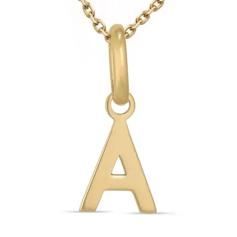 letter a ketting in verguld sterlingzilver met hanger in 8 karaat goud