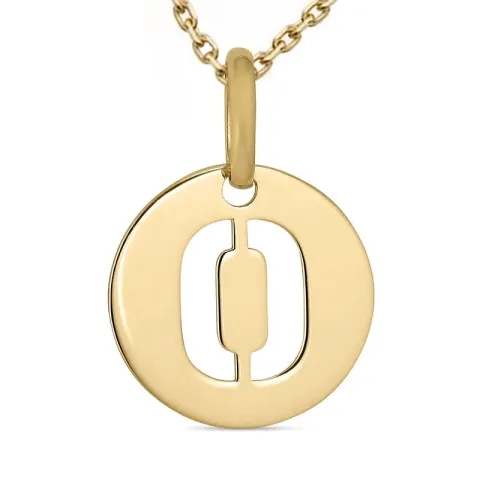 letter o ketting in verguld sterlingzilver met hanger in 9 karaat goud