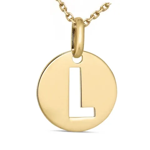 letter l ketting in verguld sterlingzilver met hanger in 8 karaat goud