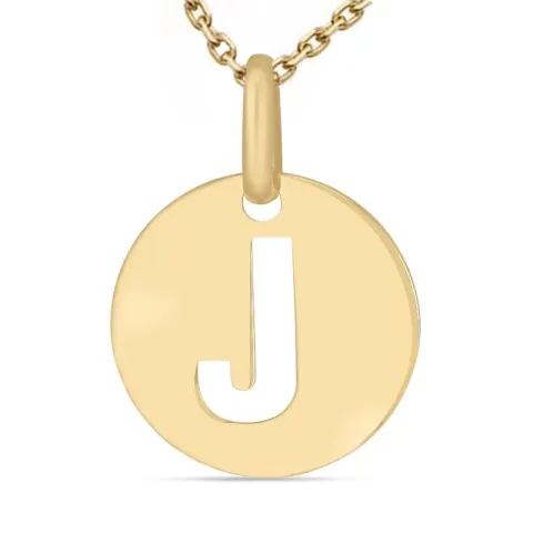 letter j ketting in verguld sterlingzilver met hanger in 9 karaat goud