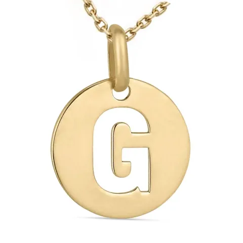 letter g ketting in verguld sterlingzilver met hanger in 9 karaat goud