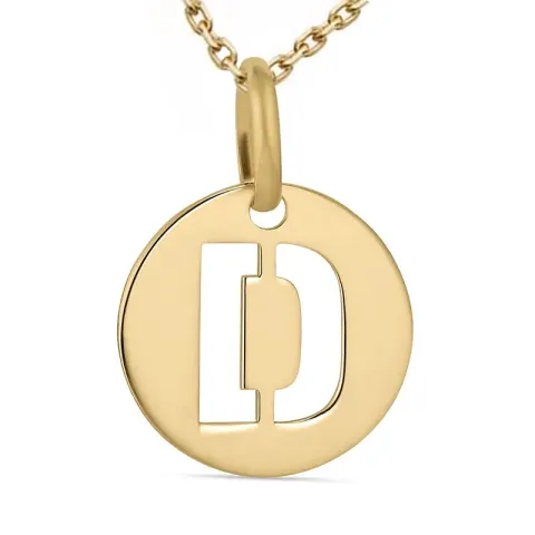 letter d ketting in verguld sterlingzilver met hanger in 9 karaat goud