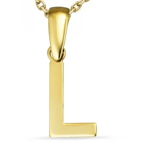 letter l ketting in verguld sterlingzilver met hanger in 8 karaat goud