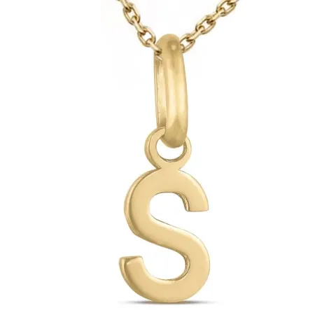 letter s ketting in verguld sterlingzilver met hanger in 8 karaat goud