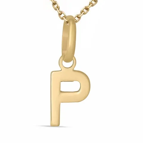 letter p ketting in verguld sterlingzilver met hanger in 9 karaat goud