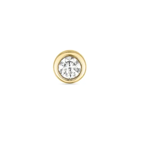 1 x 0,04 ct solitaire oorbel in 14 karaat goud met diamant 