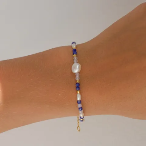 blauwe armband in verguld sterlingzilver