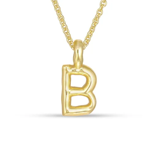 letter b hanger met ketting in verguld sterlingzilver