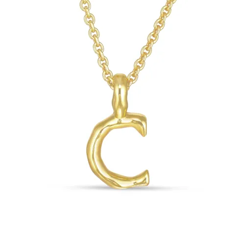 letter c hanger met ketting in verguld sterlingzilver