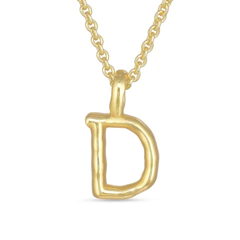 letter d hanger met ketting in verguld sterlingzilver