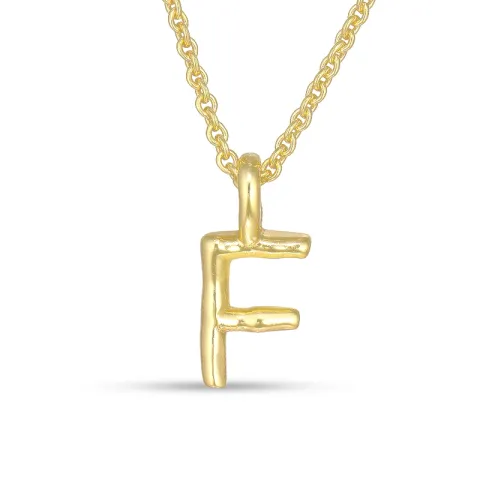 letter f hanger met ketting in verguld sterlingzilver