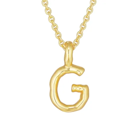 letter g hanger met ketting in verguld sterlingzilver