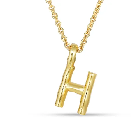 letter h hanger met ketting in verguld sterlingzilver