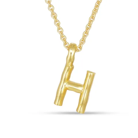 letter h hanger met ketting in verguld sterlingzilver