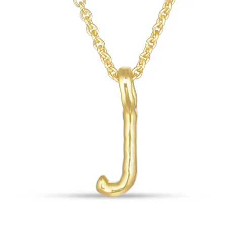 letter j hanger met ketting in verguld sterlingzilver