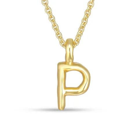 letter p hanger met ketting in verguld sterlingzilver