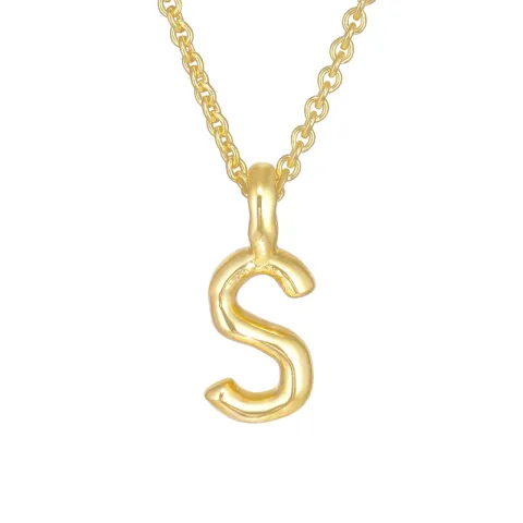 letter s hanger met ketting in verguld sterlingzilver