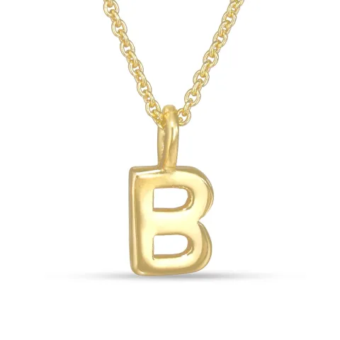 letter b hanger met ketting in verguld sterlingzilver