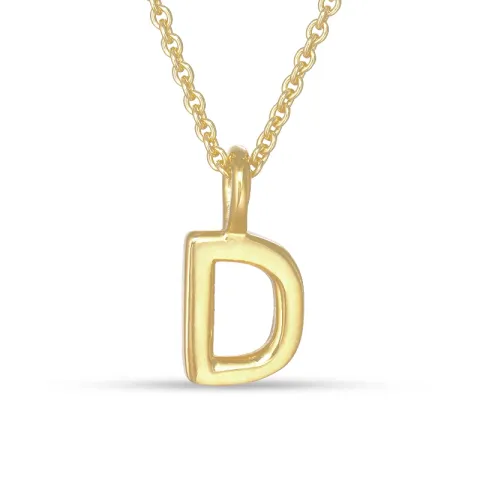 letter d hanger met ketting in verguld sterlingzilver