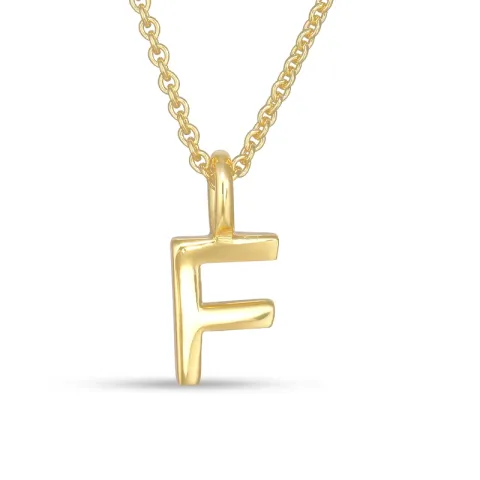 letter f hanger met ketting in verguld sterlingzilver