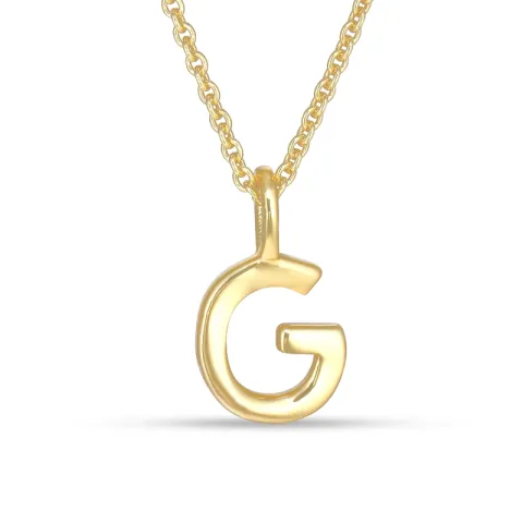 letter g hanger met ketting in verguld sterlingzilver