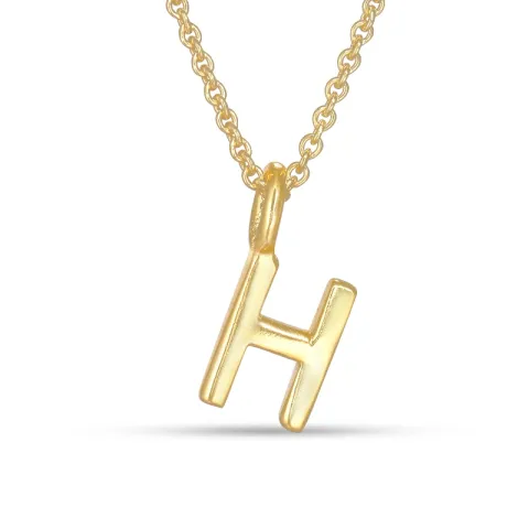 letter h hanger met ketting in verguld sterlingzilver