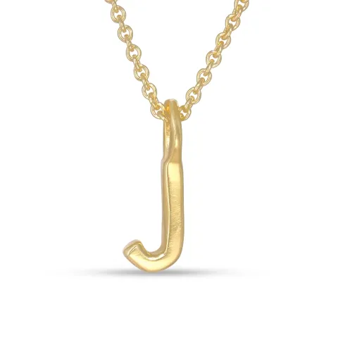 letter j hanger met ketting in verguld sterlingzilver