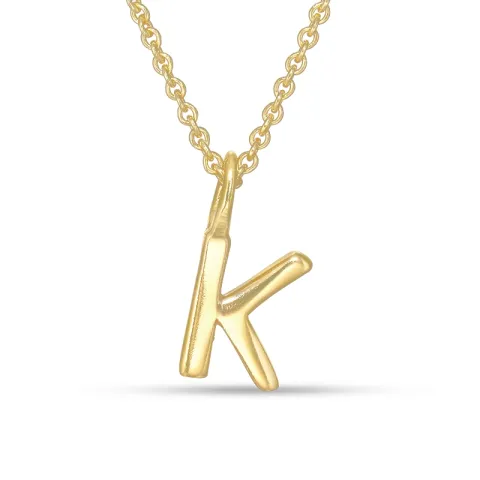 letter k hanger met ketting in verguld sterlingzilver