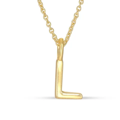 letter l hanger met ketting in verguld sterlingzilver