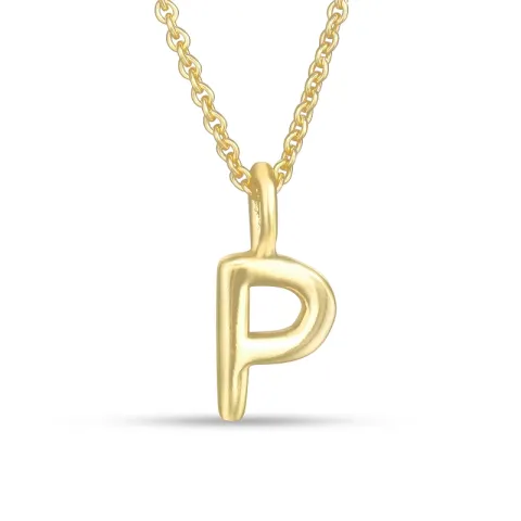 letter p hanger met ketting in verguld sterlingzilver