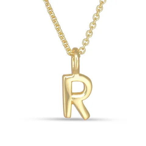 letter r hanger met ketting in verguld sterlingzilver