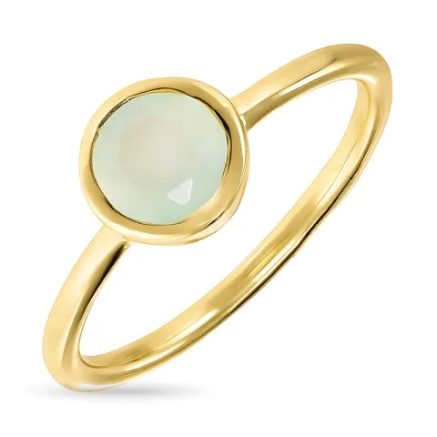 rond prehnite ring in verguld sterlingzilver