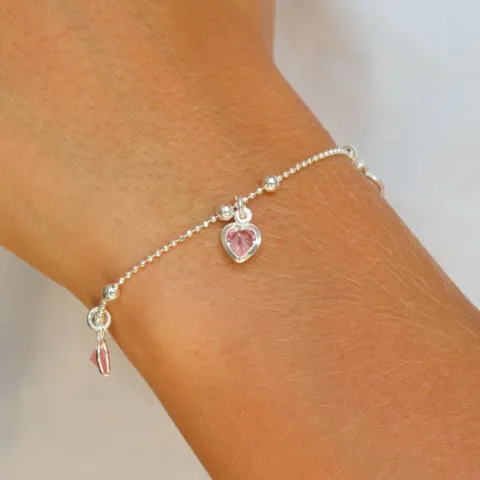 hart kinder armband in zilver met hanger in zilver