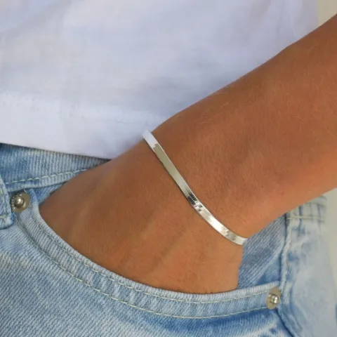 plat slangenarmband in zilver  x 