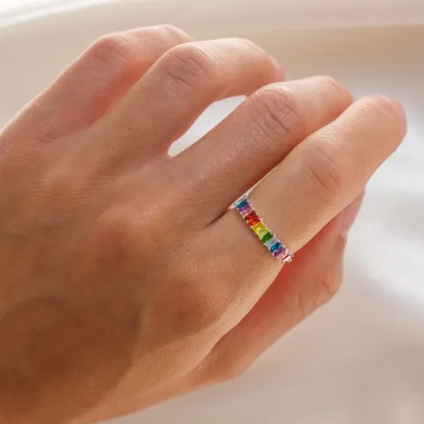 veelkleurig ring in zilver