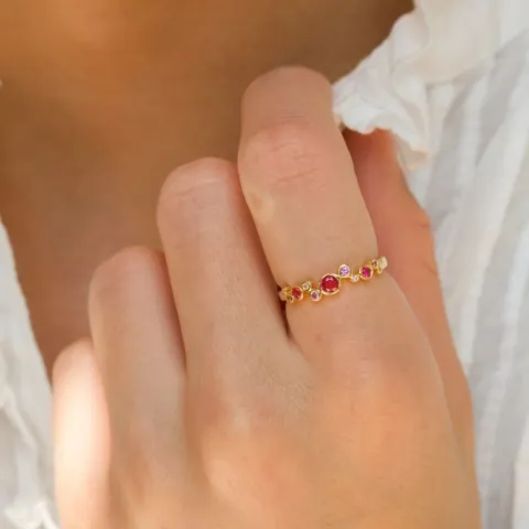 pink zirkoon ring in verguld sterlingzilver