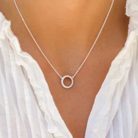 rond zirkoon ketting met hanger in zilver