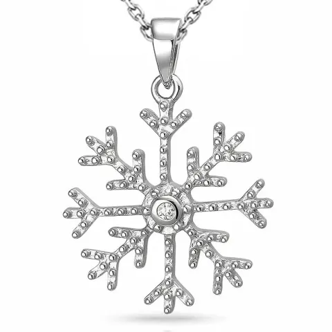 sneeuwvlokken zirkoon ketting in zilver met hanger in zilver