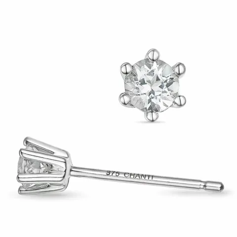 2 x 0,10 ct solitaire oorbel in 14 karaat witgoud met diamant 