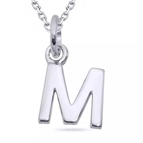 letter m ketting in zilver met hanger in zilver