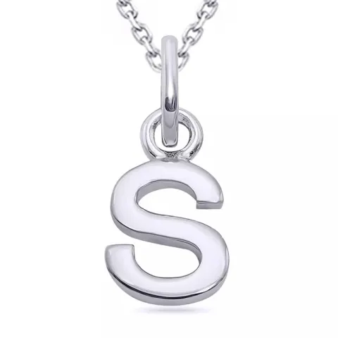 letter s ketting in zilver met hanger in zilver