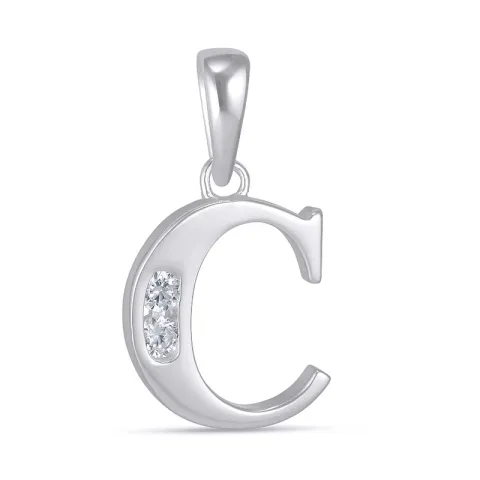 letter c zirkoon hanger in zilver