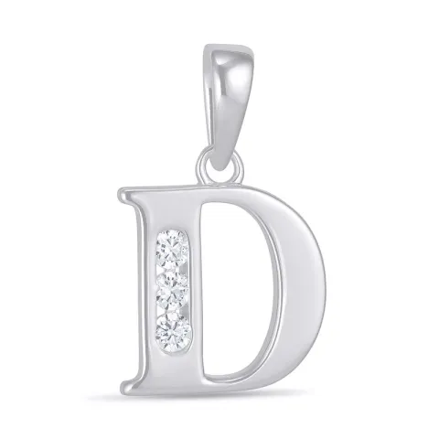 letter d zirkoon hanger in zilver