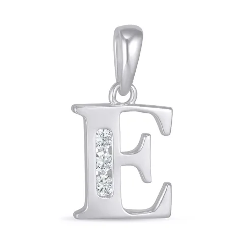 letter e zirkoon hanger in zilver