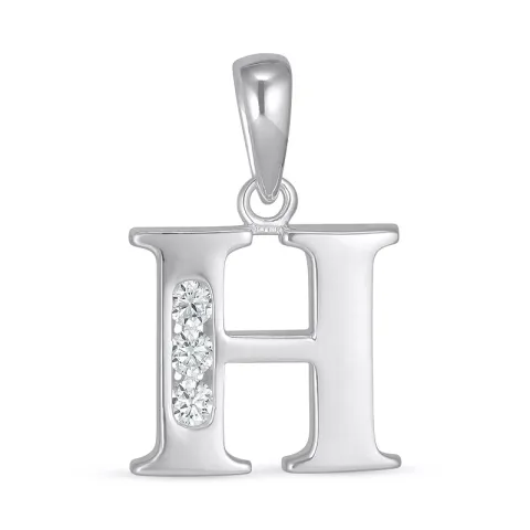 letter h zirkoon hanger in zilver