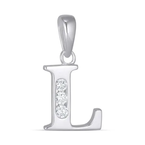 letter l zirkoon hanger in zilver