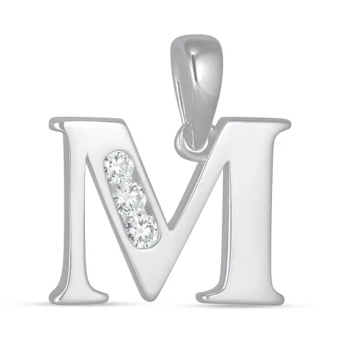 letter m zirkoon hanger in zilver