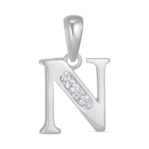 letter n zirkoon hanger in zilver